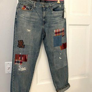 Lauren Ralph Lauren Patchwork Relaxed Taper Jeans Women’s Size 8